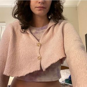 y2k cropped fuzzy pink cardigan 🍇🌸🪷👙👚👜
